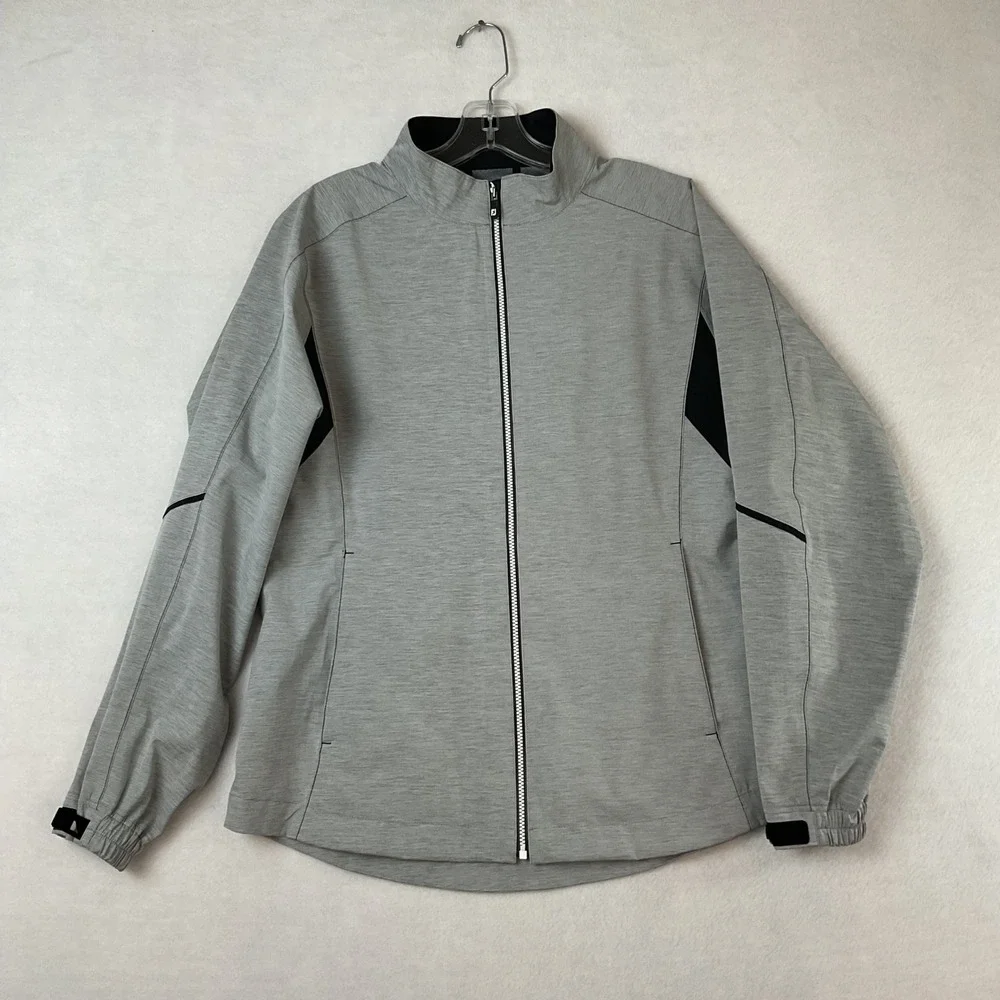 FootJoy DryJoys Womens Golf Jacket Gray Black Full Zip Weather Resistant Medium